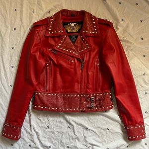 VTG Y2K Harley Davidson Studded Tooled Leather Jacket